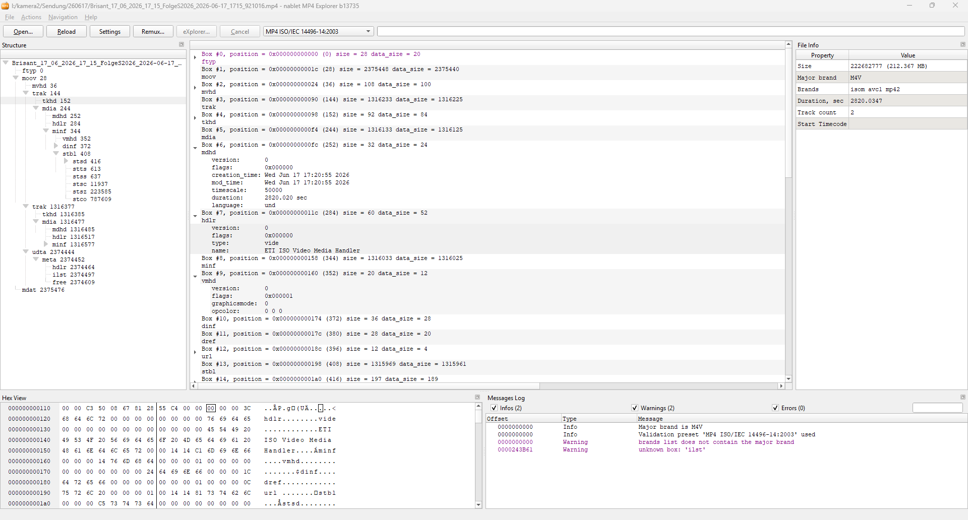 MP4 Explorer main window