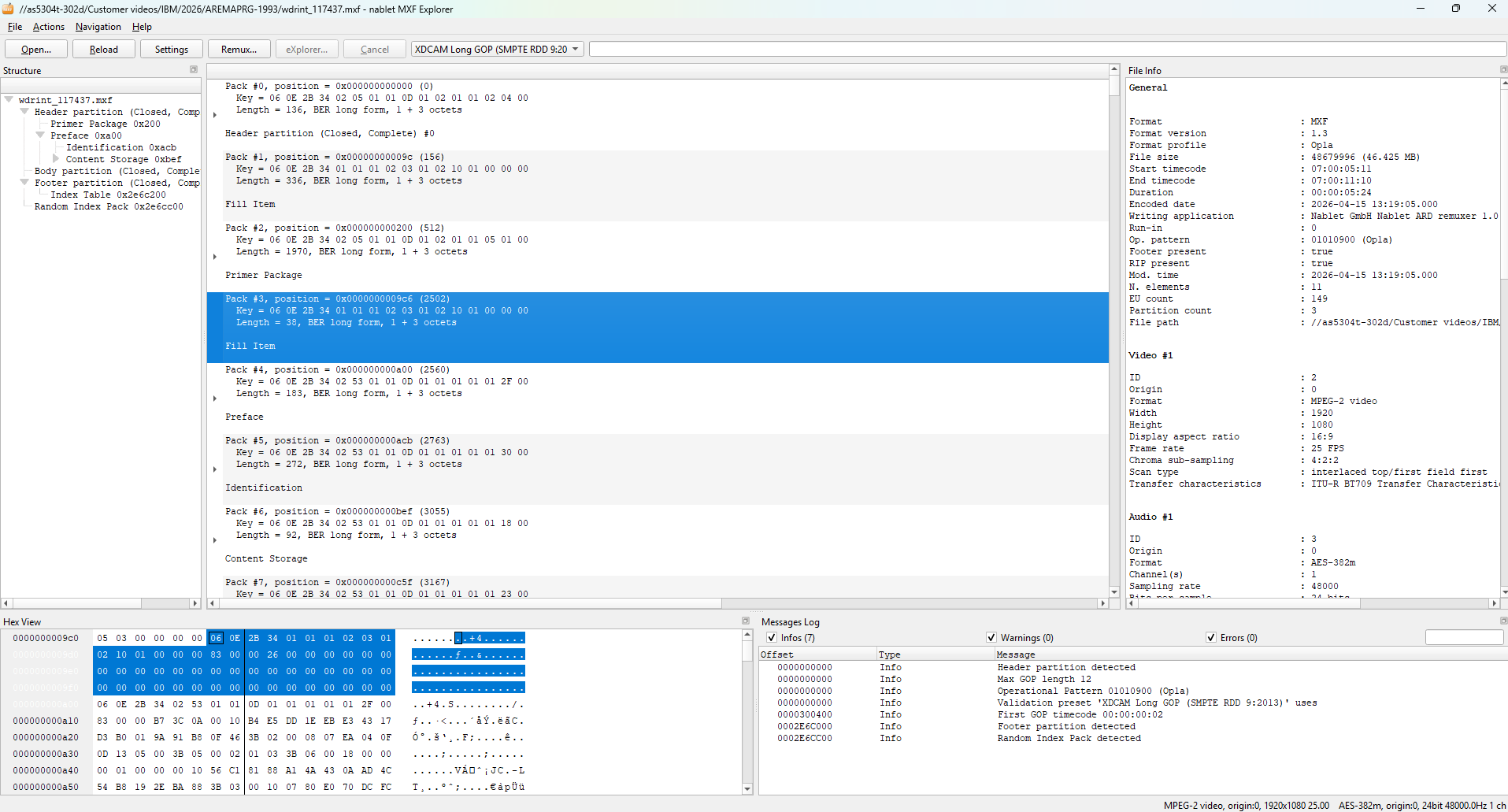 MXF Studio and MXF Explorer professional MXF inspection interface